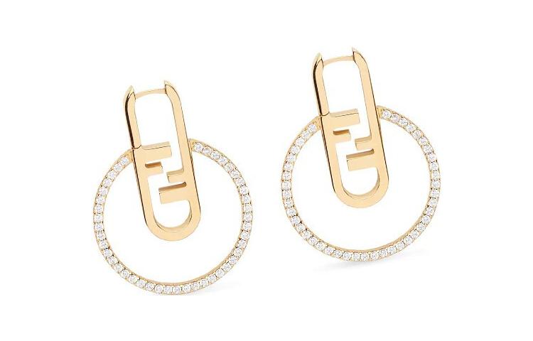 (Women) FENDI  Gold O'Lock Pattern Metal Hoop Earrings - Elegant Design. 8AH520A44GF089U 圖 5