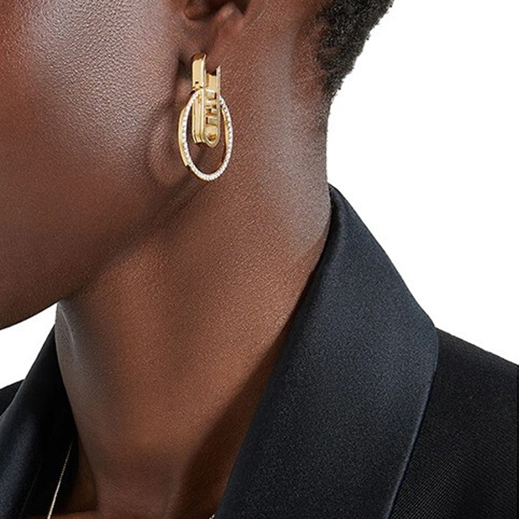 (Women) FENDI  Gold O'Lock Pattern Metal Hoop Earrings - Elegant Design. 8AH520A44GF089U 圖 6