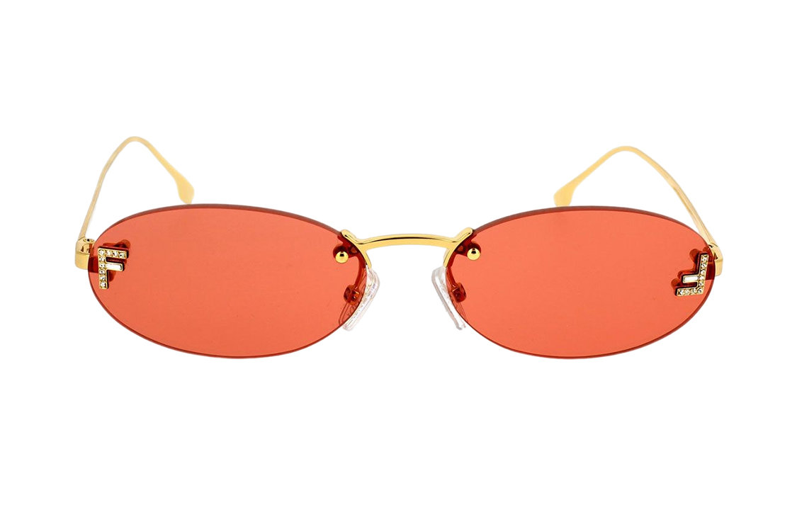 Shop (W) FENDI 金色椭圆合金时尚太阳镜 FE4075US5430S