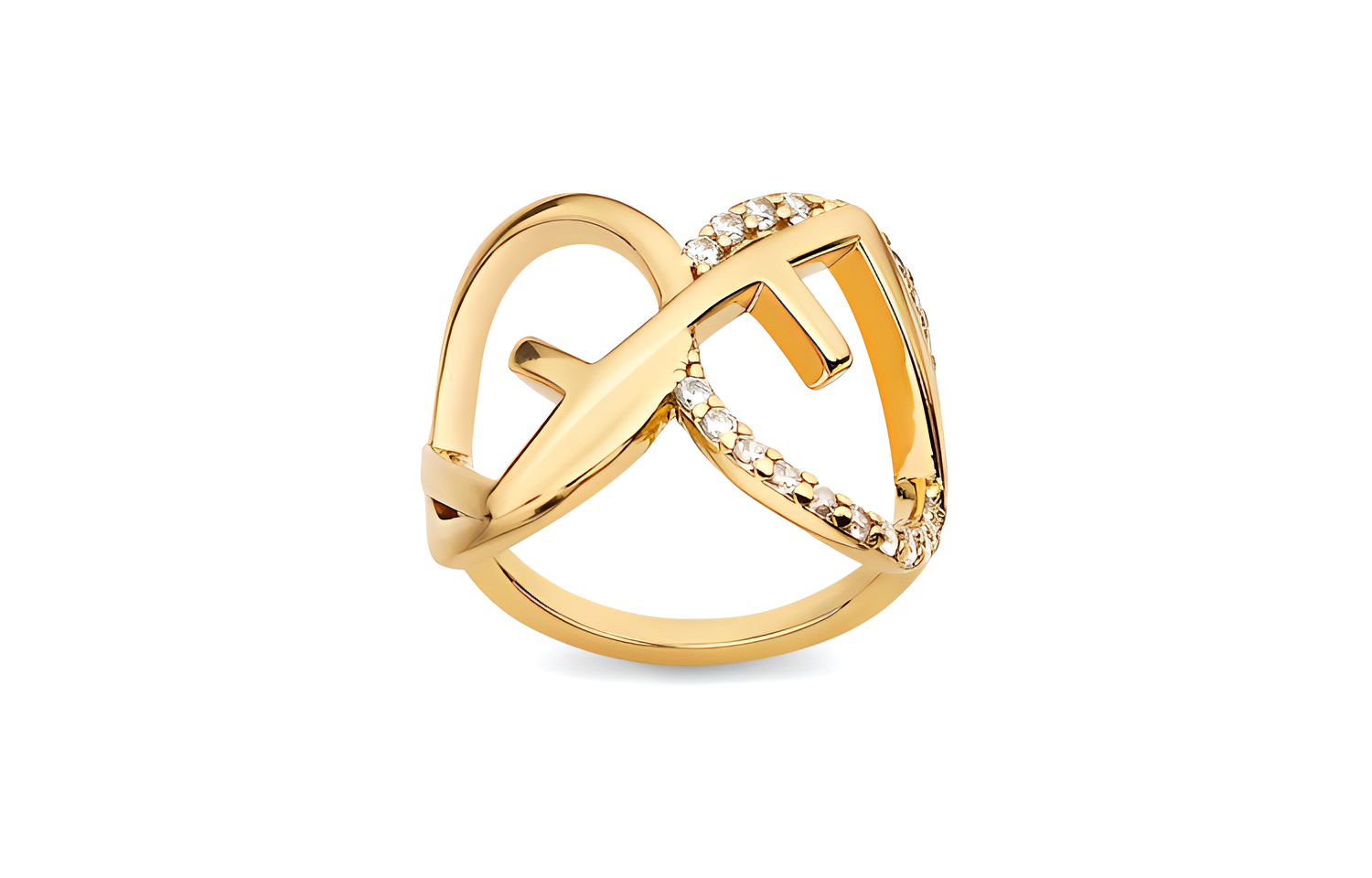 (Women) FENDI  Gold Ring with Hollow Pattern Design. 8AH9776GXF089U