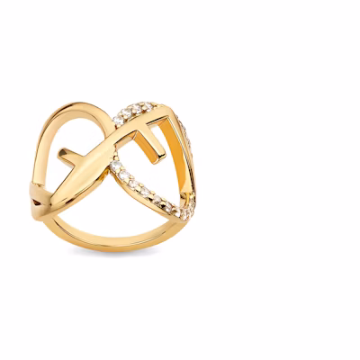 (Women) FENDI Gold Ring with Hollow Pattern Design. 8AH9776GXF089U