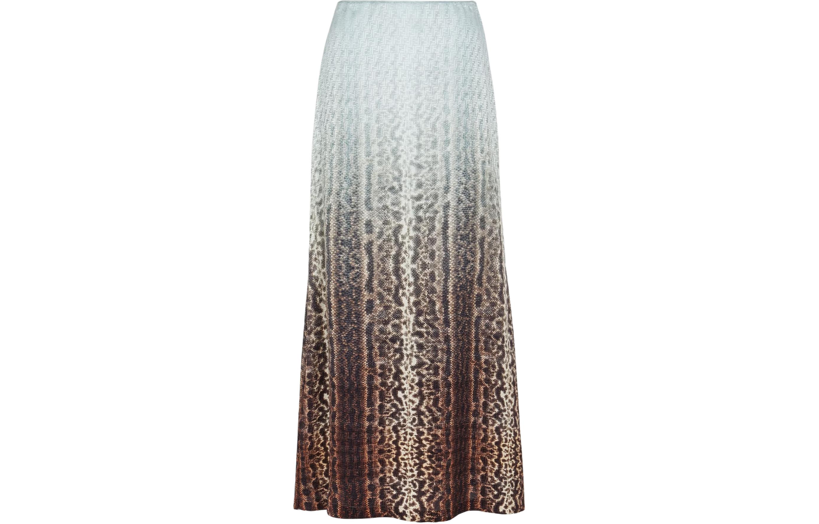 (Women) FENDI  Gradient Animal Print Casual Long Dress Light Blue FQ7544ARUFF08S8