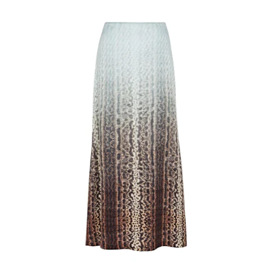 (Women) FENDI Gradient Animal Print Casual Long Dress Light Blue FQ7544ARUFF08S8