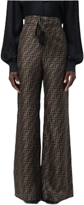 (Women) FENDI Gray Mid-Rise Belted Flared Casual Pants with All-Over Print FR6537A8G3F1440 Buy (Women) FENDI Gray Mid-Rise Belted Flared Casual Pants with All-Over Print FR6537A8G3F1440