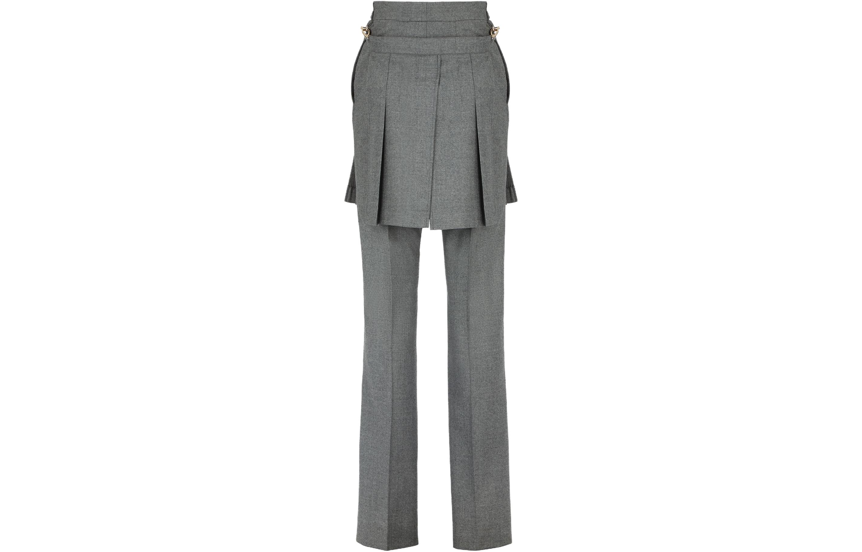 Lookbook (Women) FENDI  Gray Wool Pleated Trousers FR6504AM3NF0TDR