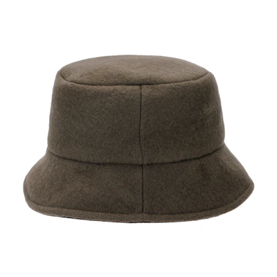(Women) FENDI Green Wool Bucket Hat with FF Logo and Sunshade Design. FXQ901AIX1F1BBM