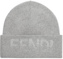 (Women) FENDI Grey Knit Hat with Logo Design. FXQ334ARHDF0QZ0 (Women) FENDI Grey Knit Hat with Logo Design. FXQ334ARHDF0QZ0