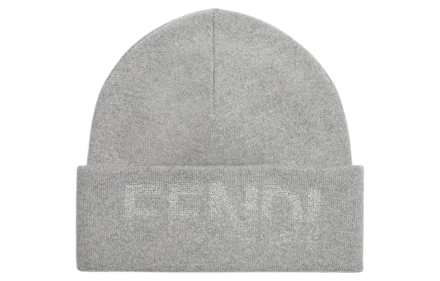 Order (W) 펜디 로고 디테일 그레이 니트 모자. FXQ334ARHDF0QZ0