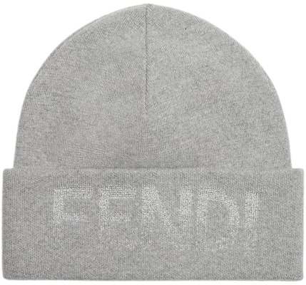 (Women) FENDI Grey Knit Hat with Logo Design. FXQ334ARHDF0QZ0 Order (Women) FENDI Grey Knit Hat with Logo Design. FXQ334ARHDF0QZ0