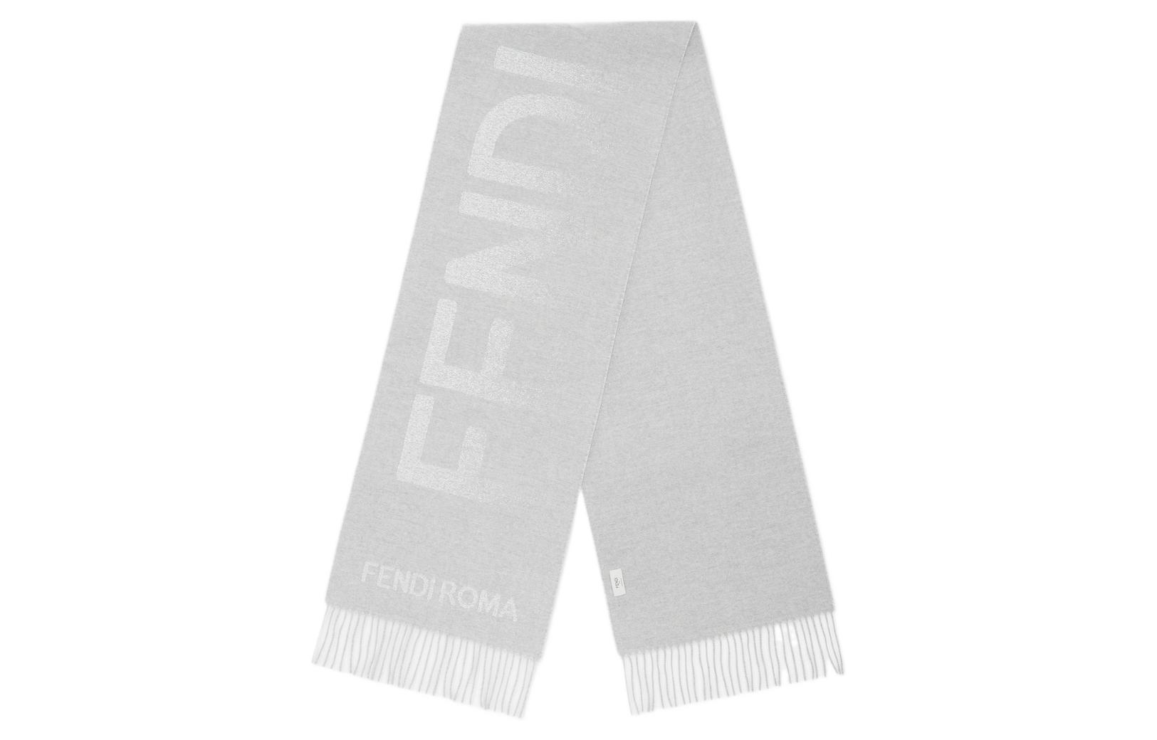(Women) FENDI  Grey Letter Logo Knit Scarf FXT485AR0QF0QZ0