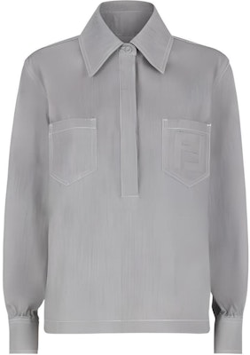 (Women) FENDI Grey Solid Long-Sleeve Pullover Shirt with Pointed Collar FLF756ALCCF1IHH Buy (Women) FENDI Grey Solid Long-Sleeve Pullover Shirt with Pointed Collar FLF756ALCCF1IHH