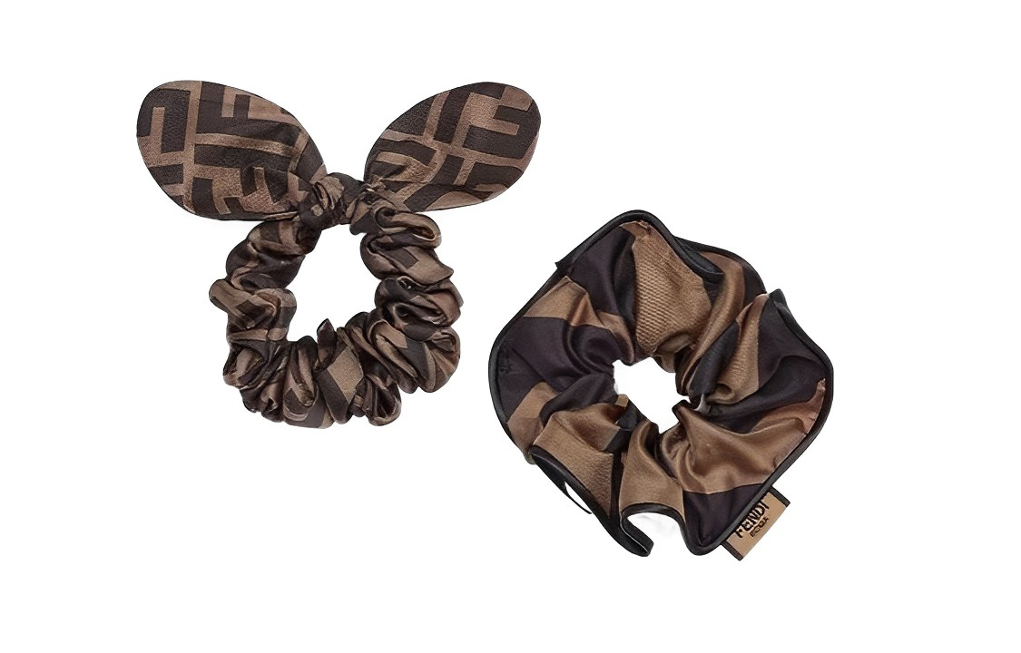 (Women) FENDI  Hair Tie with Pattern Print - Brown. FXT268ADG0