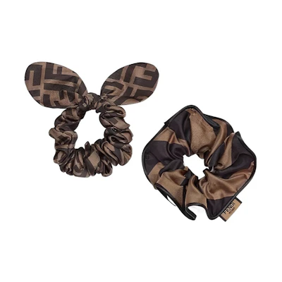 (Women) FENDI Hair Tie with Pattern Print - Brown. FXT268ADG0