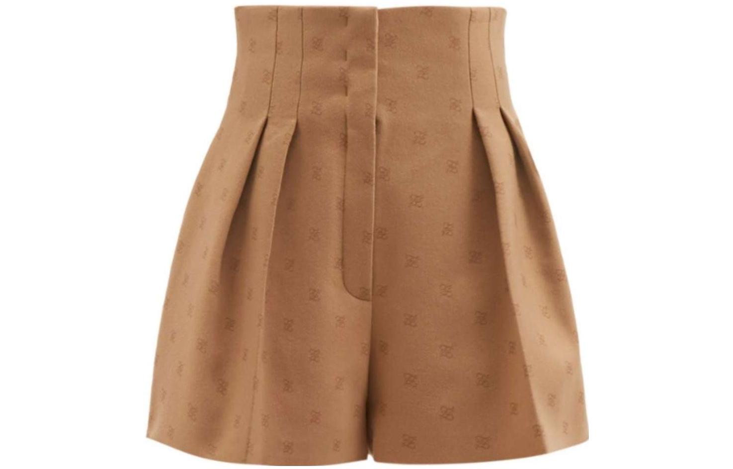Order (W) FENDI Celana Pendek High-Waist Polos dengan Logo Print - Camel. FR6336AHL4F1ENR