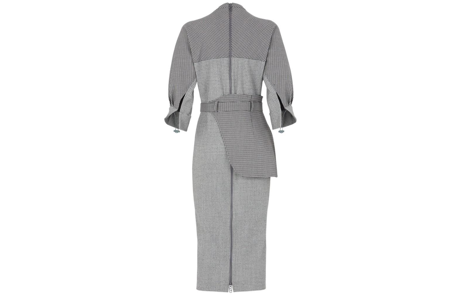 Lookbook (W) フェンディ ハウンドトゥース ベルト付きロングスリーブドレス グレー SS22. FDB877AKSMF1IHJ
