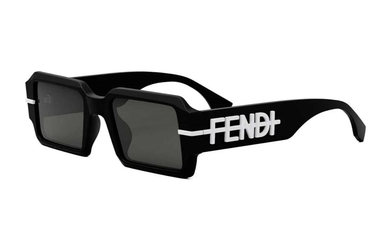 (Women) FENDI  Irregular Black Acetate Sunglasses with Logo Design. FE40073U02A