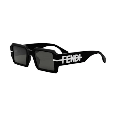 (Women) FENDI Irregular Black Acetate Sunglasses with Logo Design. FE40073U02A