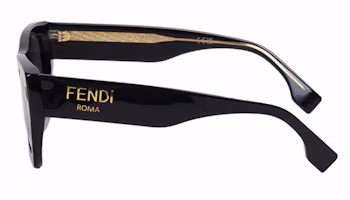 Shop (W) FENDI 黑色不規則形太陽眼鏡附金屬點綴 - 可配處方鏡片。 FE4010001A