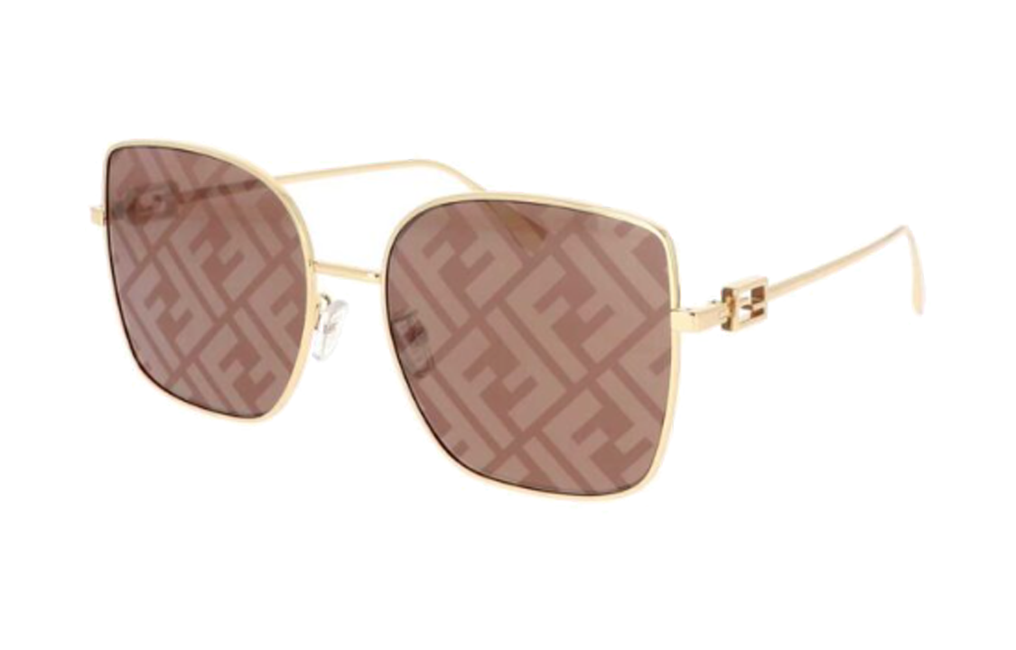 (Women) FENDI  Irregular Metal Frame Sunglasses with Letter Print - Gold. FE40013U30G