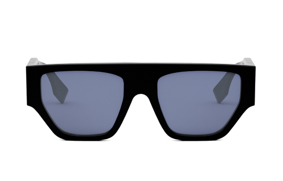 Lookbook (W) 芬迪 不规则方形黑色太阳镜 带镂空标志镜腿. FE40108U01V