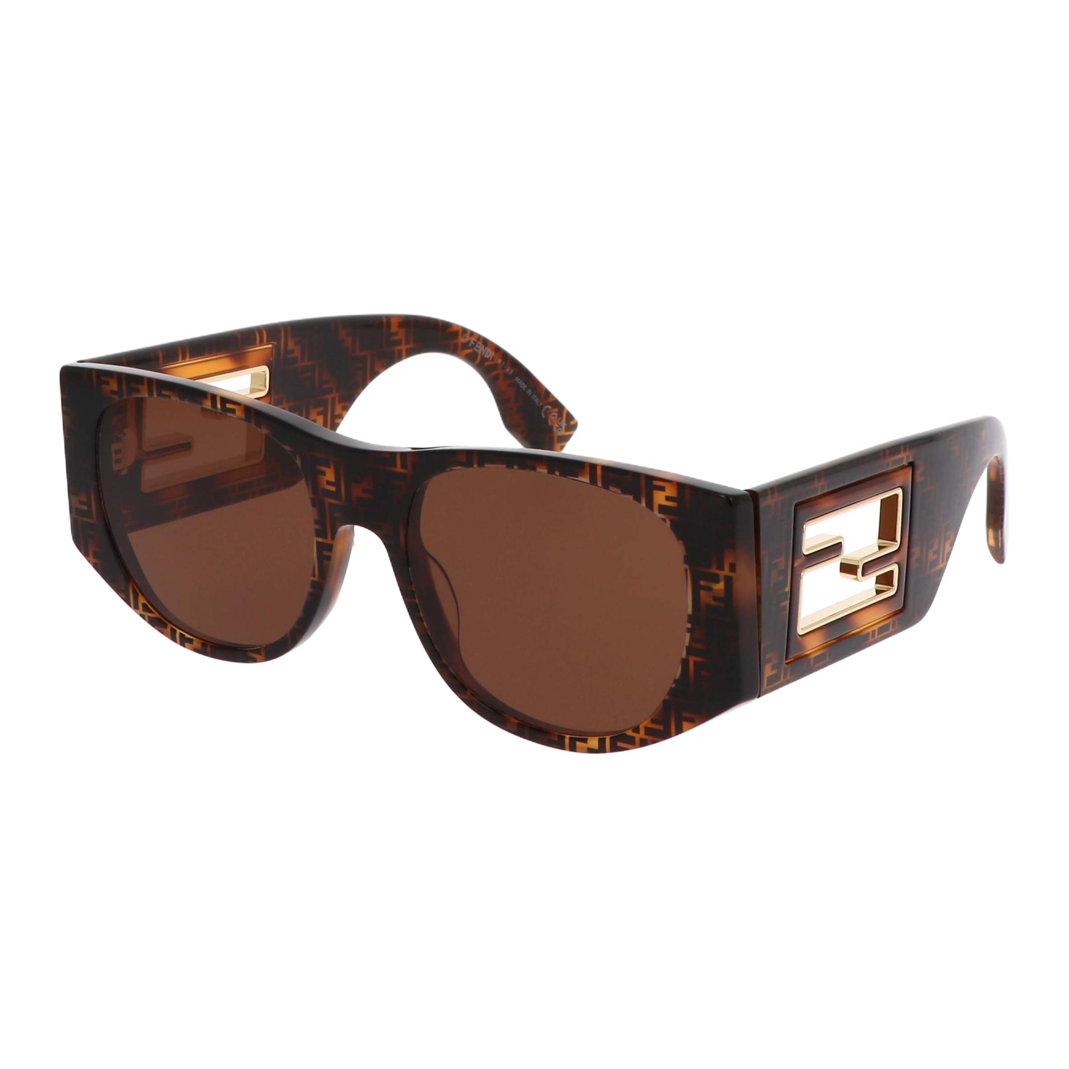 (Women) FENDI  Irregular Tortoiseshell Sunglasses with Openwork Temple Design FE40109I55E