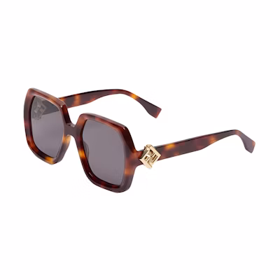 (Women) FENDI Irregular Tortoiseshell Sunglasses with Logo Design. POIZON2406201457