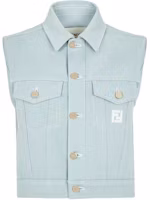 (Women) FENDI Light Blue Denim Vest with Solid Logo and Button Design. FLF775AOE7F08S8 (Women) FENDI Light Blue Denim Vest with Solid Logo and Button Design. FLF775AOE7F08S8