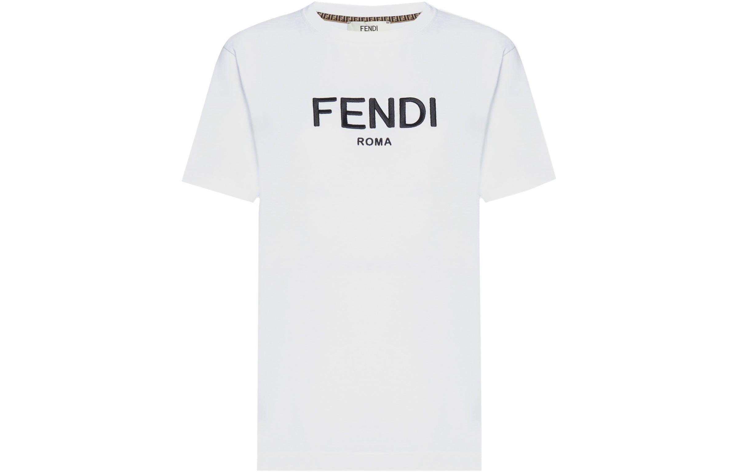 (Women) FENDI  Logo Crewneck White T-Shirt SS23. FS7254ALCAF0ZNM