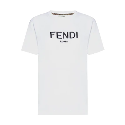 (Women) FENDI Logo Crewneck White T-Shirt SS23. FS7254ALCAF0ZNM