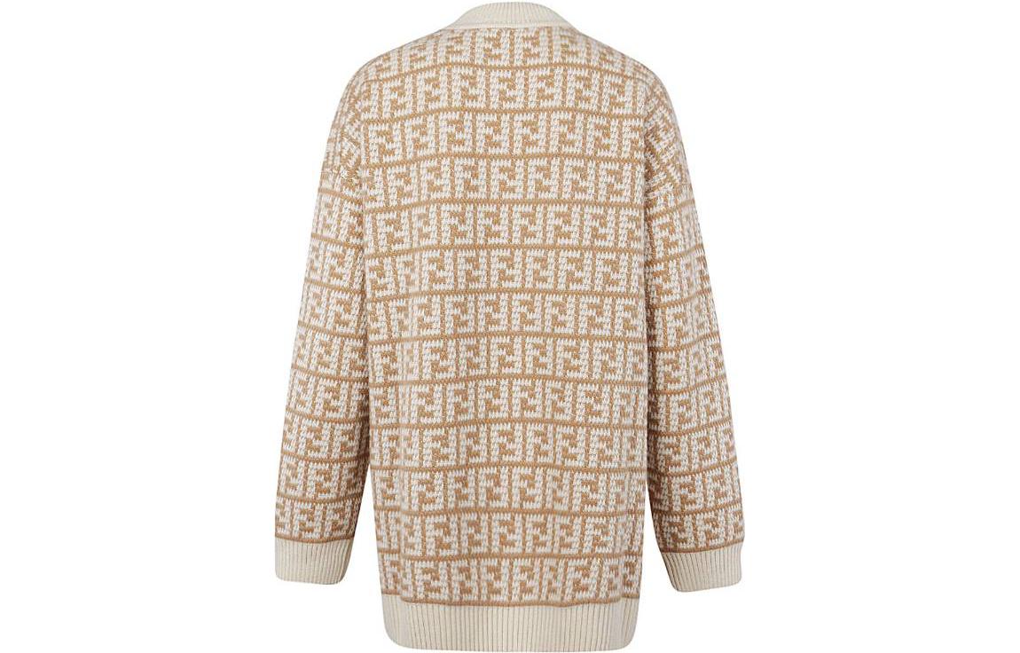 Lookbook (W) FENDI Logo Jacquard Knit Pullover Sweater Beige FW22. FZX862ALOJF0QU5
