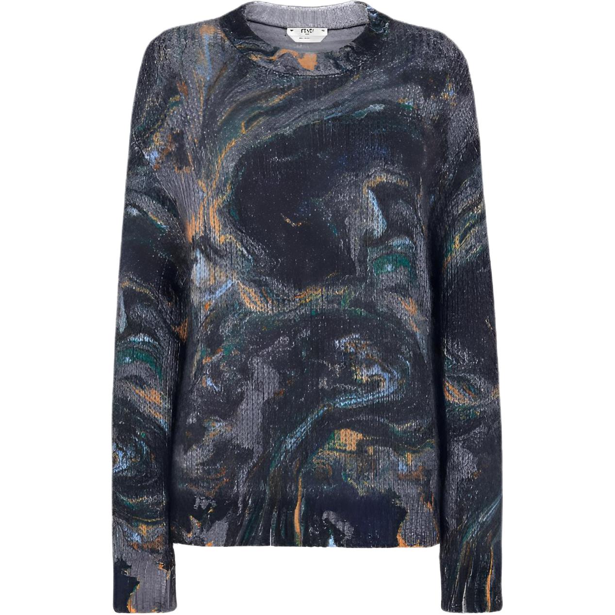 (Women) FENDI  Marble Pattern Crewneck Long Sleeve Sweater Multicolor. FZX750AGITF1FLH