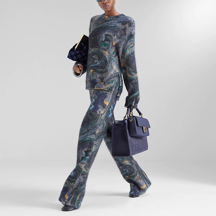 Shop (W) FENDI 大理石圖案多色圓領長袖毛衣. FZX750AGITF1FLH