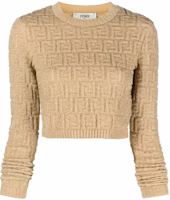 (Women) FENDI Metallic FF Pattern Knit Pullover Sweater Gold SS22. FZX816AJTIF0VT1 (Women) FENDI Metallic FF Pattern Knit Pullover Sweater Gold SS22. FZX816AJTIF0VT1