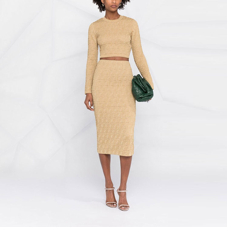 Lookbook (W) 芬迪 金色金属FF图案针织毛衣 春夏22款 FZX816AJTIF0VT1