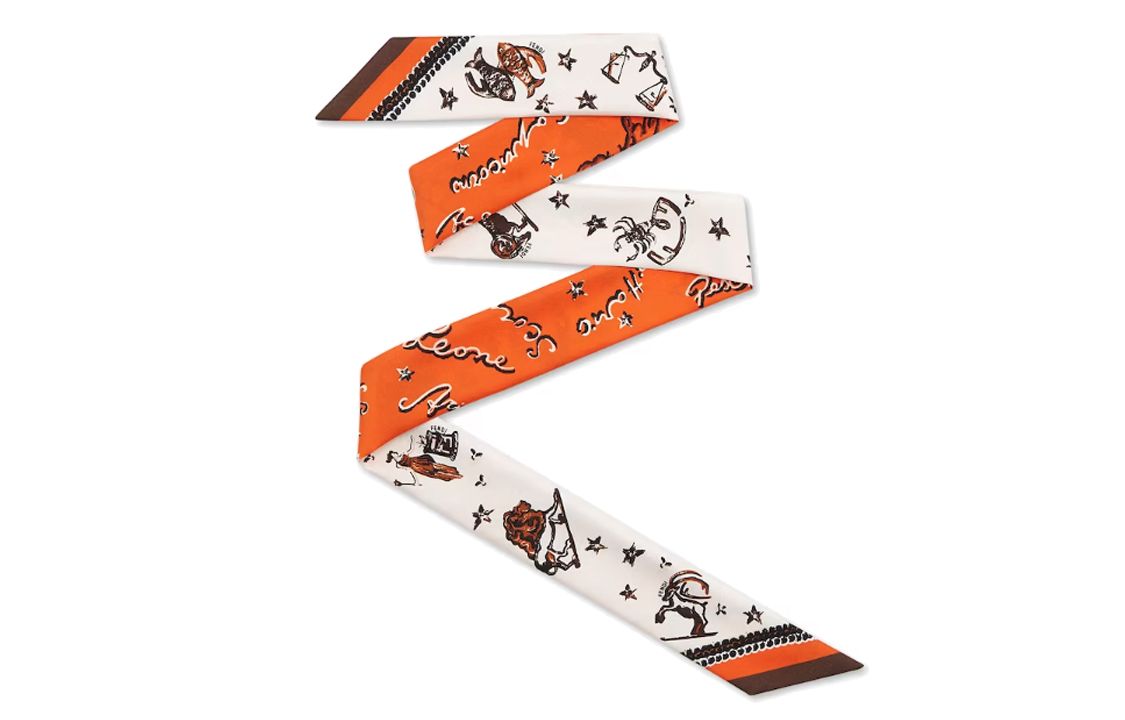 (Women) FENDI  Multicolor Alphabet Print Silk Scarf FXT011-APE2-F0X2M