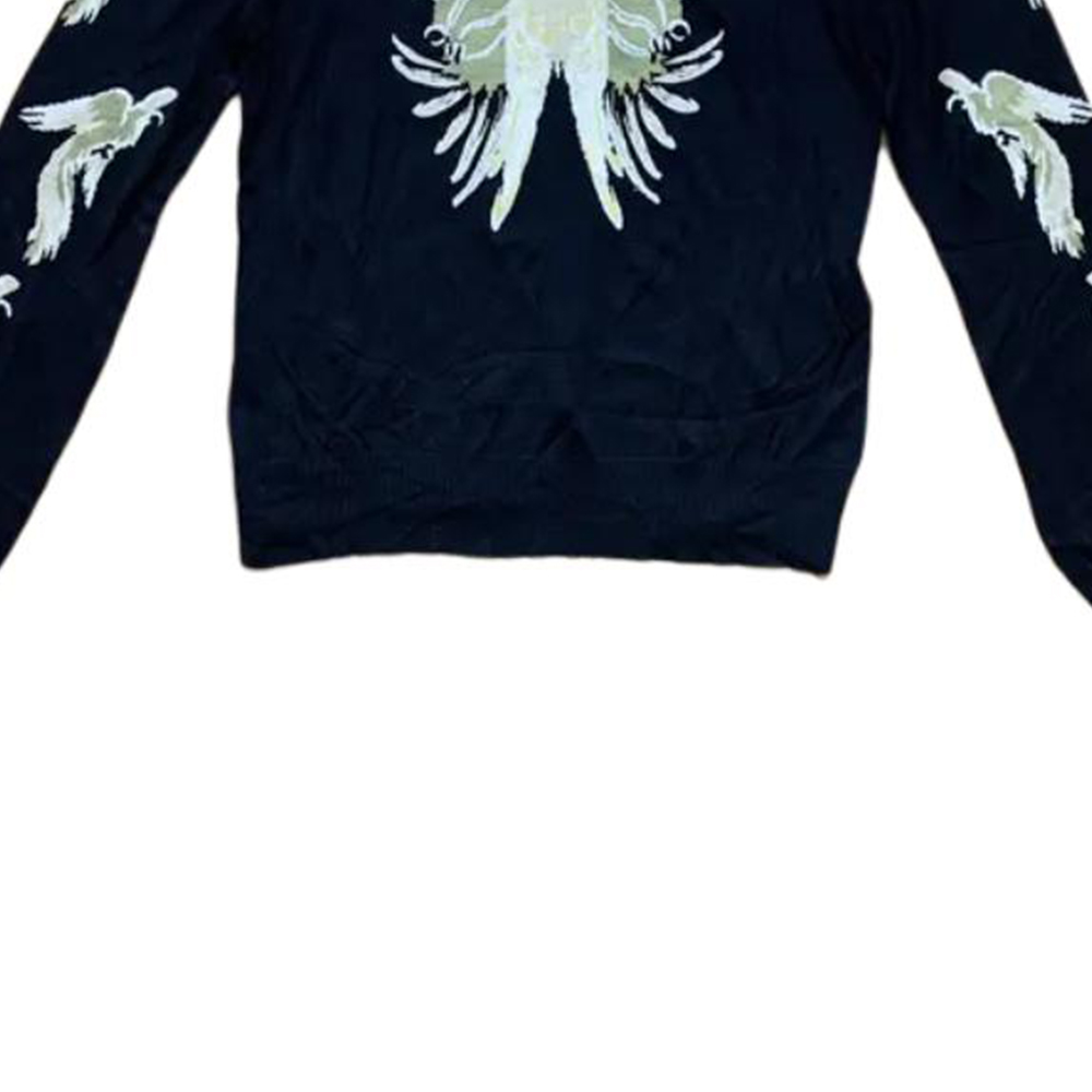Shop (Women) FENDI  Navy Blue Sheer Knit Sweater with Animal Appliqué Design FZY799A7U4F16EF