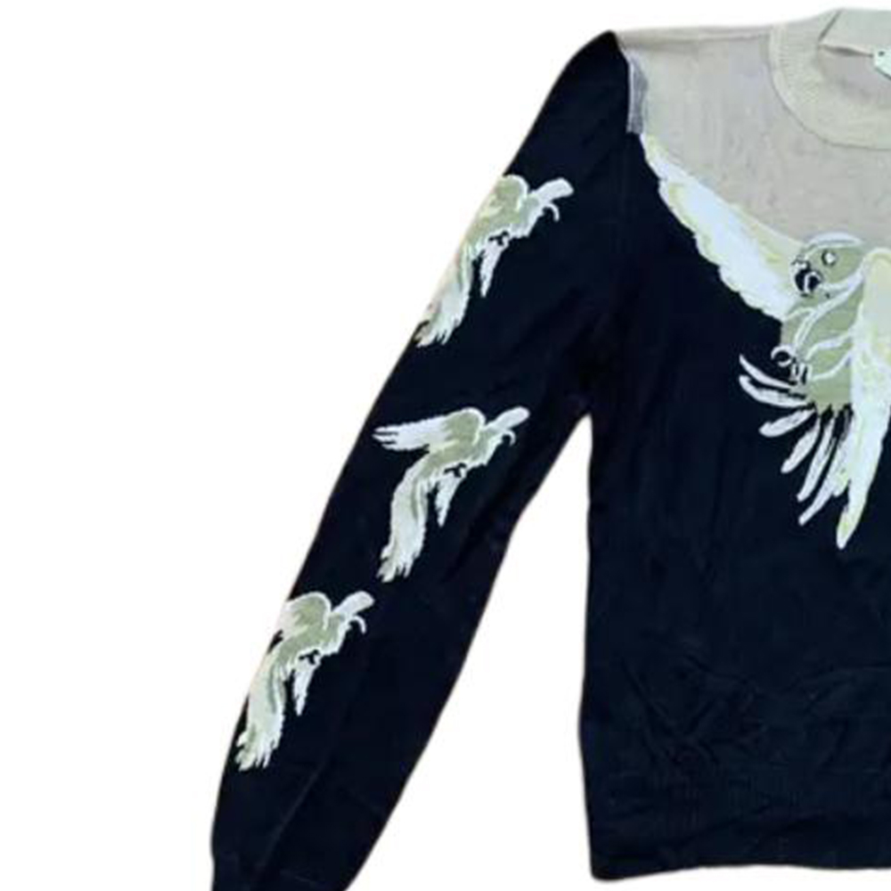 Purchase (Women) FENDI  Navy Blue Sheer Knit Sweater with Animal Appliqué Design FZY799A7U4F16EF