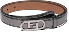 Order (Women) FENDI O'Lock Narrow Leather Belt Gunmetal Grey 2cm Width. 8C0652-AISP-F0YUK【】