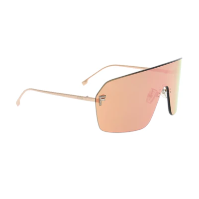 (Women) FENDI Orange Irregular Shaped F Logo Metal Sunglasses. FE4121US28G