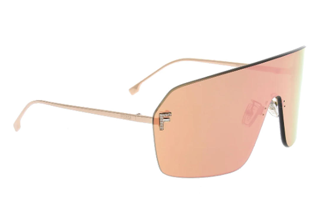 (Women) FENDI  Orange Irregular Shaped F Logo Metal Sunglasses. FE4121US28G 圖 2