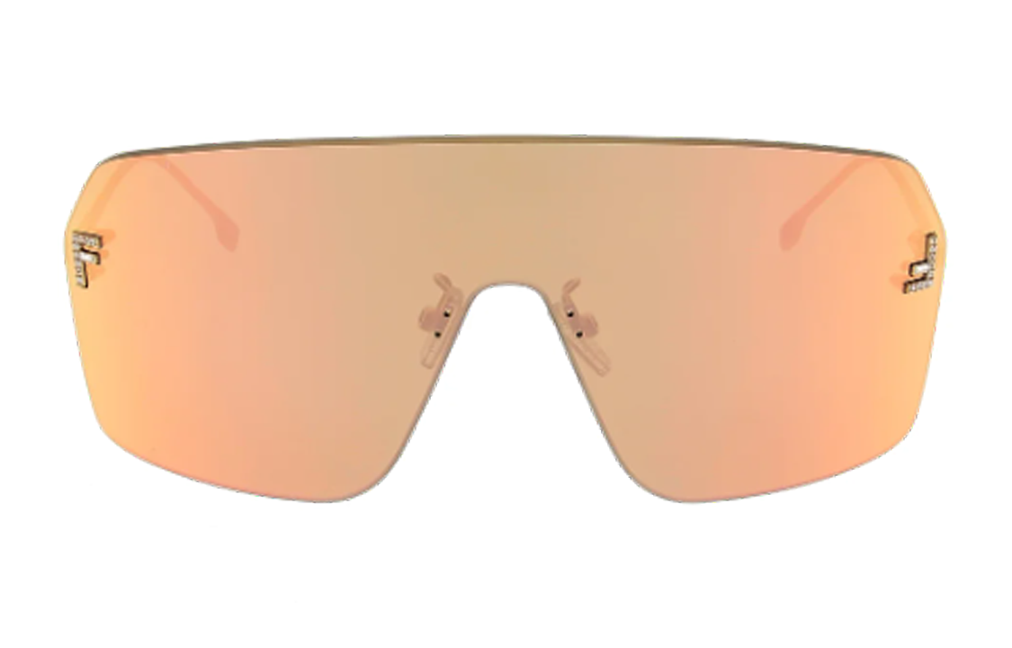 (Women) FENDI  Orange Irregular Shaped F Logo Metal Sunglasses. FE4121US28G 圖 3