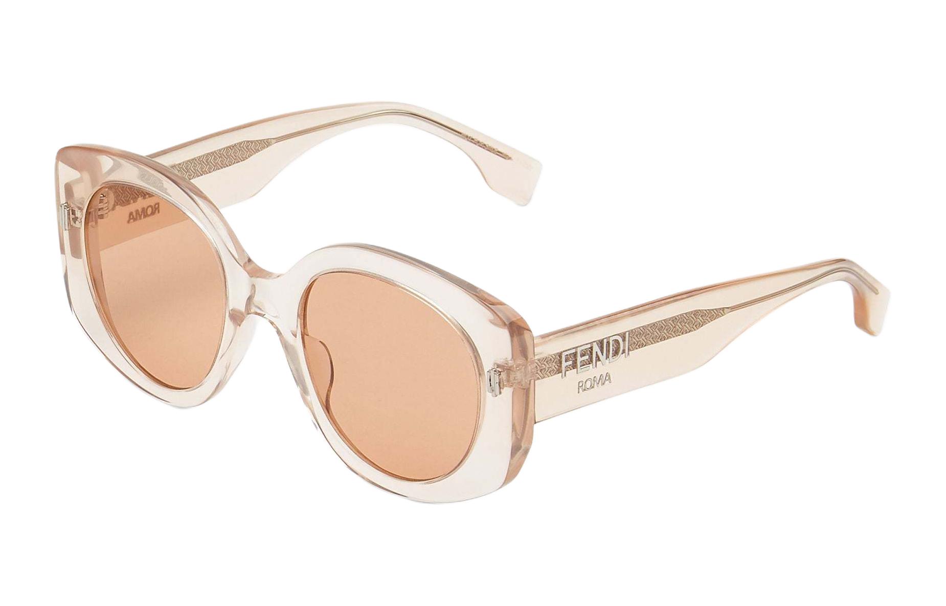 (Women) FENDI  Oval Acetate Sunglasses with Logo Temples - Transparent. FOA040V1PF1PEO