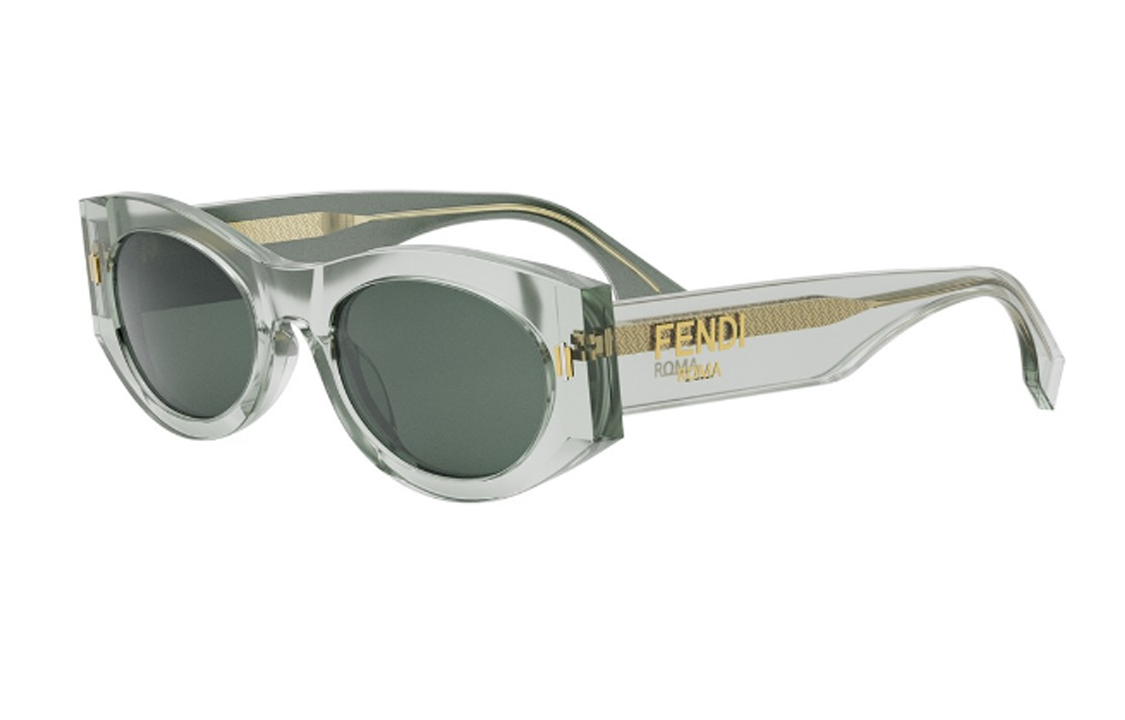 Order (W) FENDI Gafas de Sol Ovaladas de Acetato con Logo en Patillas - Transparente. FE40125I95N