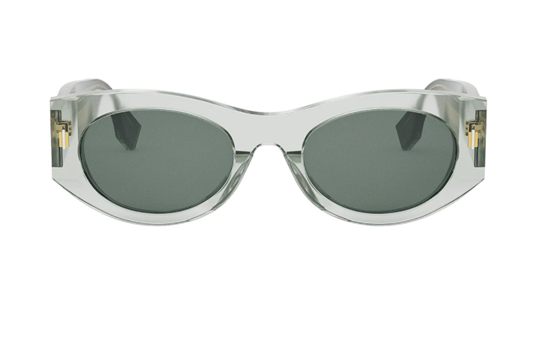 Lookbook (W) FENDI Gafas de Sol Ovaladas de Acetato con Logo en Patillas - Transparente. FE40125I95N