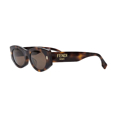 (Women) FENDI Oval Tortoiseshell Sunglasses with Logo Design. FE40125F5353E