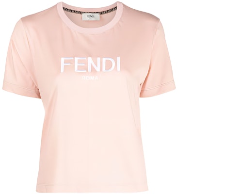 (Women) FENDI Pink Embroidered Logo Crewneck Short Sleeve T-Shirt. FS7389ALCAF1IHD Buy (Women) FENDI Pink Embroidered Logo Crewneck Short Sleeve T-Shirt. FS7389ALCAF1IHD