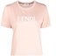 Buy (Women) FENDI Pink Embroidered Logo Crewneck Short Sleeve T-Shirt. FS7389ALCAF1IHD