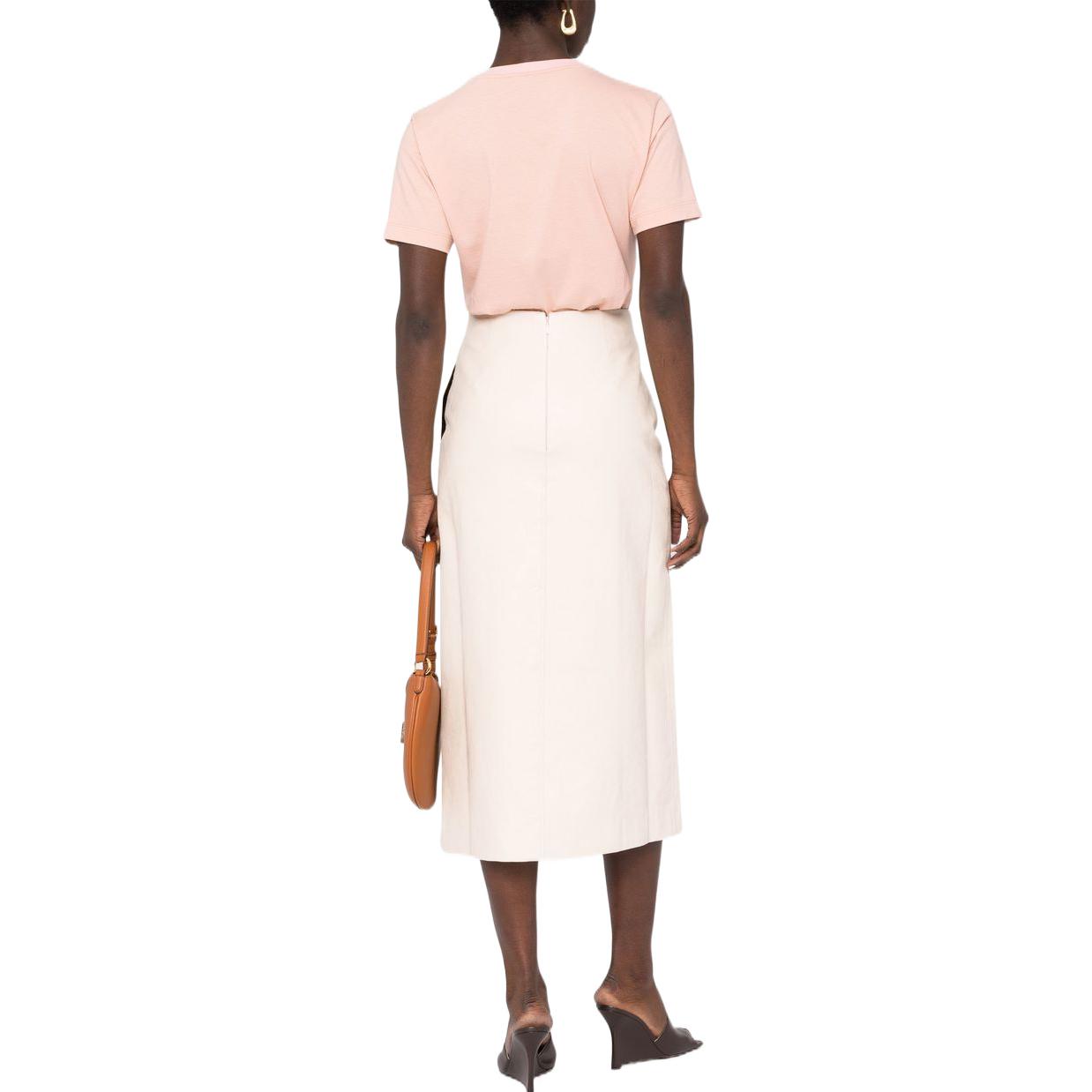 Shop (Women) FENDI  Pink Embroidered Logo Crewneck Short Sleeve T-Shirt. FS7389ALCAF1IHD