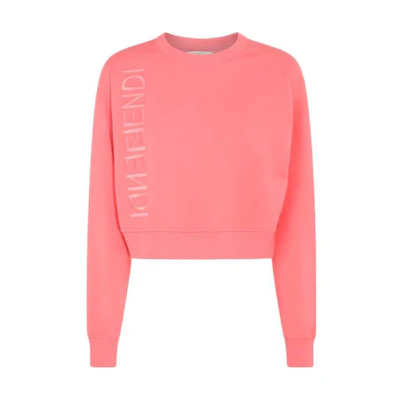 (Women) FENDI Pink Logo Print Crewneck Long Sleeve Sweatshirt. FS7427ANQRF1K9Y