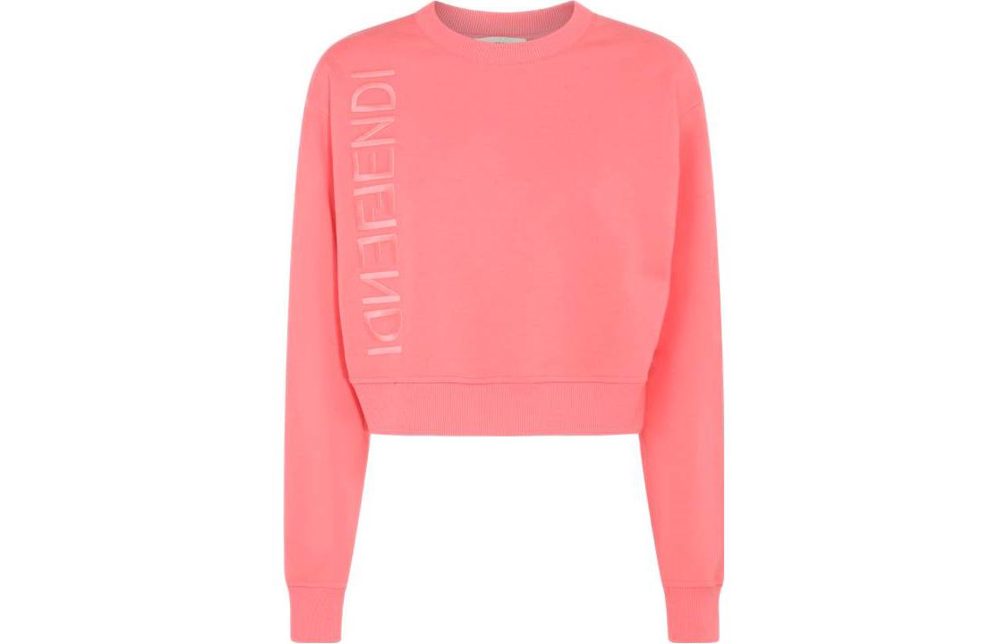 Order (W) 펜디 핑크 로고 프린트 크루넥 롱슬리브 스웻셔츠. FS7427ANQRF1K9Y